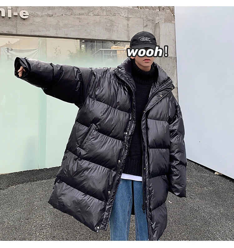 Winter Oversized Down Jacket Men Warm Fashion Casual Long Coat Men Streetwear Korean Loose Thick Jacket Mens Parker Overcoat Street King Limited