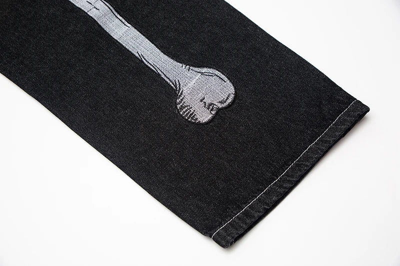 retro skull hand bone embroidery washed mens jeans pants vibe style straight casual oversize denin trousers streetwear unique jeans style 10