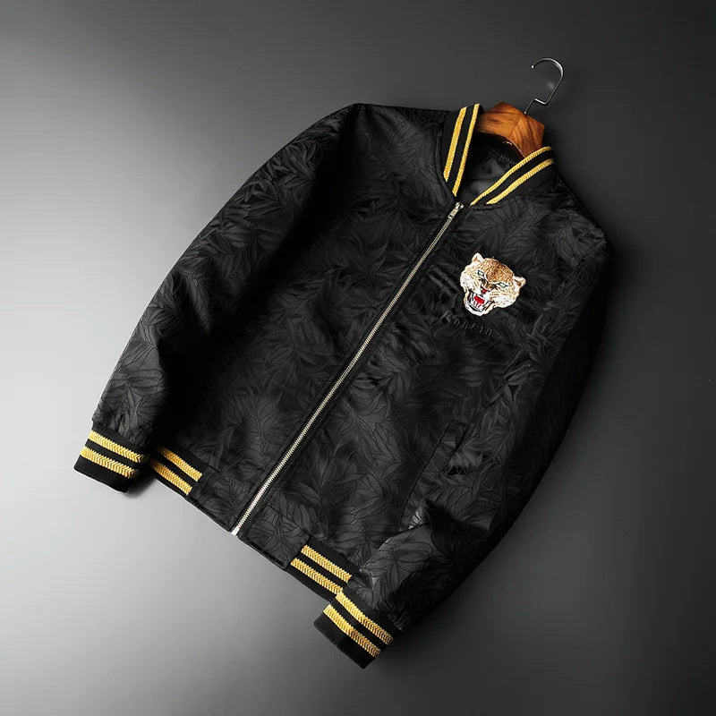 new men luxury rib sleeve embroidered flowers leopard striped couple baseball coats jackets abstract digital coat motor n244 unique default style 1700