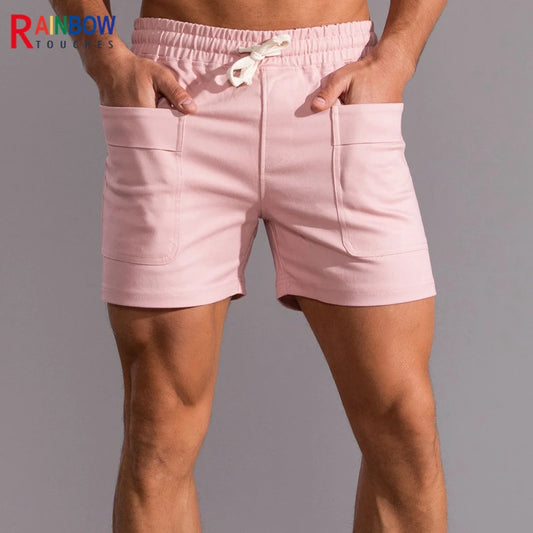 Rainbowtouches Fashion Brand Summer Men Multi Pocket Shorts Solid Color Middle-Waisted  Material Casual Comfortable Cargo Pants Street King Limited
