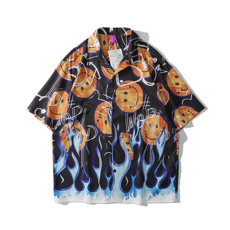 Rainbowtouches Men Shirt Summer Hip Hop Butterfly Pattern Tops Loose Popular Comfortable Cyber CelebrityFancy Good Short Couples Street King Limited
