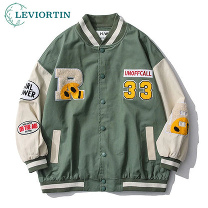 hip hop mens baseball jacket harajuku cotton streetwear embroidery letter funny smiley patchwork college jacket coat couple urban fashion pants