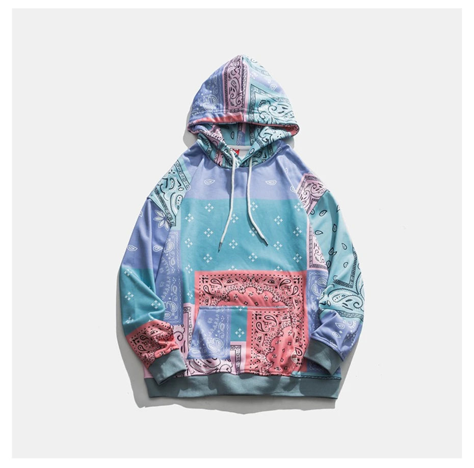 Bandana Patchwork Hoodies Sweatshirts Streetwear 2020 Autumn Mens Hip Hop Casual Hooded Pullover Hoodie Harajuku Tops WY086 Street King Limited