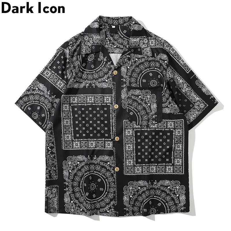 Dark Icon Bandana Full Printed Hawaiian Shirt 2020 Summer Vintage Shirts Men Street Shirts for Men Street King Limited