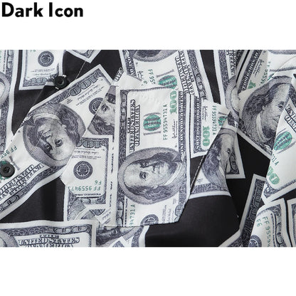 Dark Icon US Dollar Full Printed Shirts Men Turn-down Collar Casual Men's Shirt Logn Sleeve Man Clothing Street King Limited