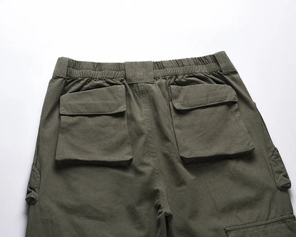 Harajuku Multi-pockets Straight Flare Pants Mens High Street Elastic Waist Solid Loose Casual Cargo Pants Hip Hop Baggy Trousers Street King Limited