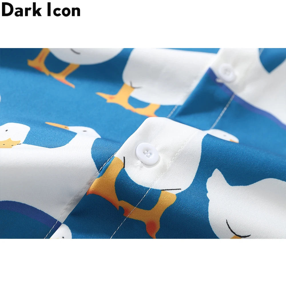 Dark Icon Funny Printed Oversized Men's Shirt 2021 Summer Holiday Hawaiian Shirts Male Top 2 Colors Street King Limited