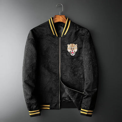 new men luxury rib sleeve embroidered flowers leopard striped couple baseball coats jackets abstract digital coat motor n244 unique default style 1704