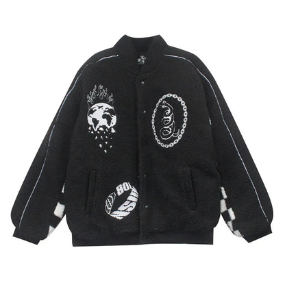 men hip hop harajuku letter embroidery fleece jackets and coats new outerwears winter warm thick streetwear bomber jacket parkas unique default style 5031
