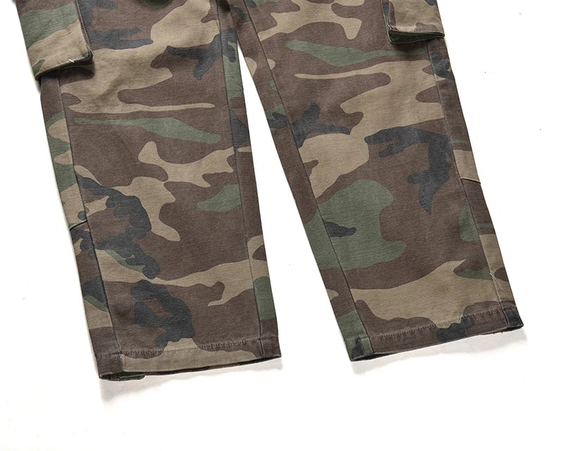 Camouflage Cargo Pants Bieber Hip Hop Vintage Multi-pocket Bottom Button Men's Cargo Trousers Streetwear Mens Military Pants Street King Limited