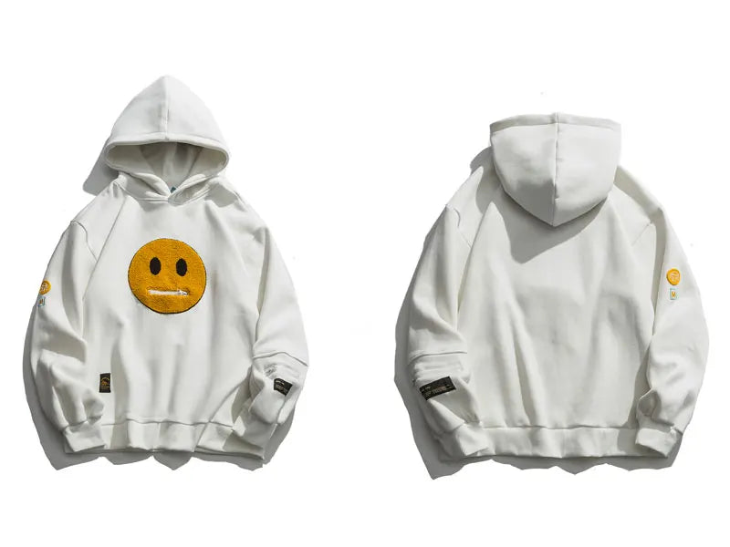 GONTHWID Hoodies Streetwear Hip Hop Zipper Pocket Smile Face Patchwork Hooded Sweatshirts Harajuku Hip Hop Casual Pullover Tops Street King Limited