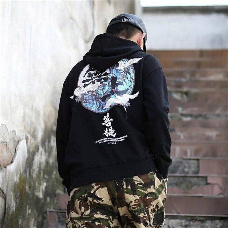 Fashion Harajuku Hoodie Sweatshirt Mens Casual Black Hip Hop Japan Print Hoodie Streetwear Clothing Top Coat Male Winter Hoodies Daulet Apparel