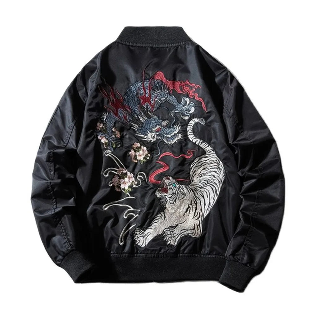 sukajan bomber jacket men yokosuka souvenir japan anime embroidered ma1 coat dragon tiger boys baseball clothes spring autumn relaxed fit trousers