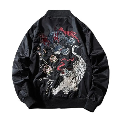sukajan bomber jacket men yokosuka souvenir japan anime embroidered ma1 coat dragon tiger boys baseball clothes spring autumn relaxed fit trousers