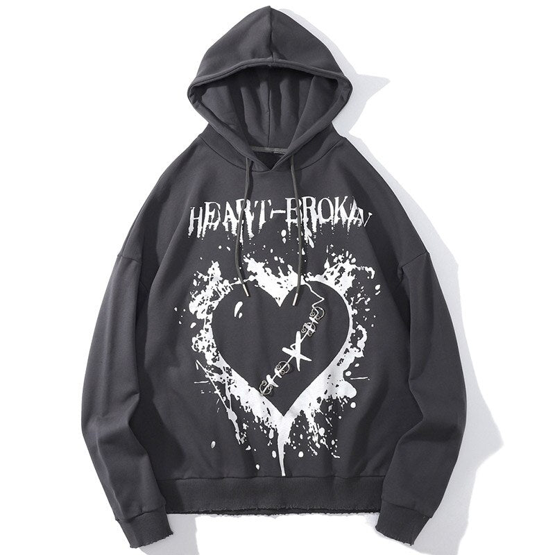 "Broken Heart" Unisex Men Women Streetwear Graphic Hoodie Daulet Apparel