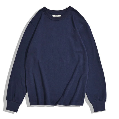 Heavy Long Sleeve T Shirt Men Autumn Winter New Round Neck Plain Color Thick Cotton T-shirt Casual Basic Bottoming Shirt Street King Limited