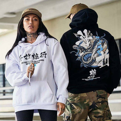 Fashion Harajuku Hoodie Sweatshirt Mens Casual Black Hip Hop Japan Print Hoodie Streetwear Clothing Top Coat Male Winter Hoodies Daulet Apparel
