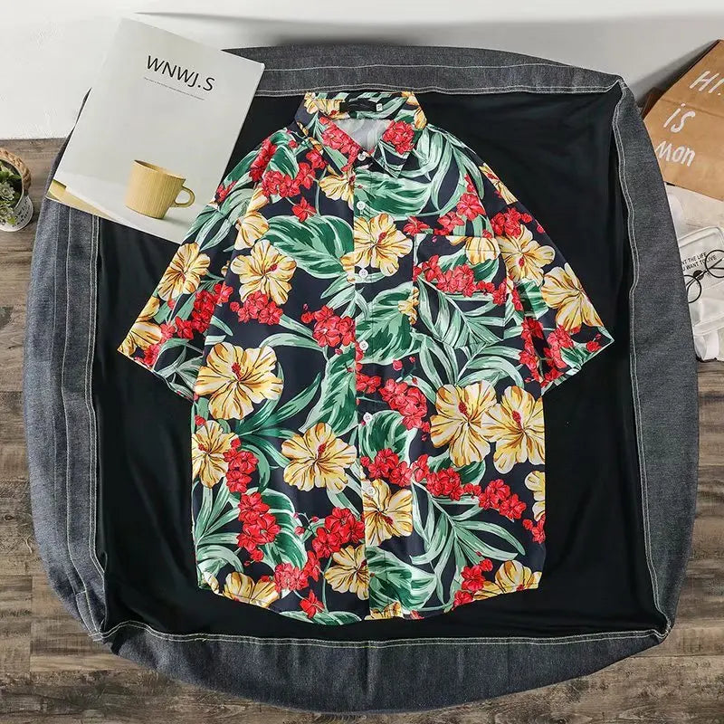 Casual Mens Shirts Fashion Bermuda sandy beach Printed short sleeve Men Shirts Streetwear Jogger Sports undershirt Homme chemise Street King Limited