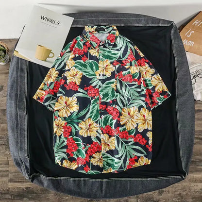 Casual Mens Shirts Fashion Bermuda sandy beach Printed short sleeve Men Shirts Streetwear Jogger Sports undershirt Homme chemise Street King Limited