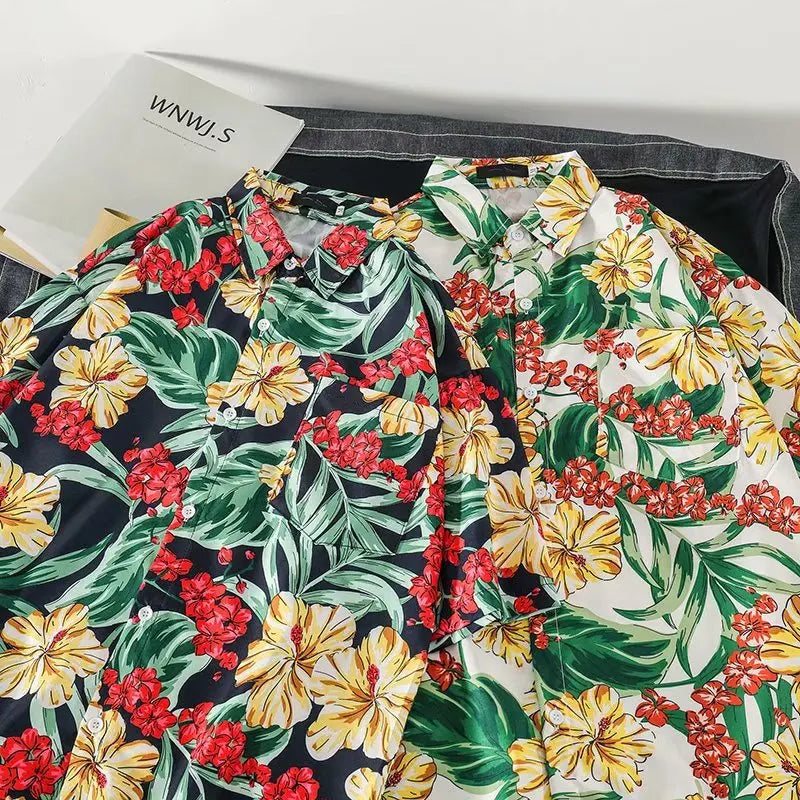 Casual Mens Shirts Fashion Bermuda sandy beach Printed short sleeve Men Shirts Streetwear Jogger Sports undershirt Homme chemise Street King Limited