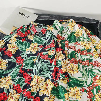 Casual Mens Shirts Fashion Bermuda sandy beach Printed short sleeve Men Shirts Streetwear Jogger Sports undershirt Homme chemise Street King Limited