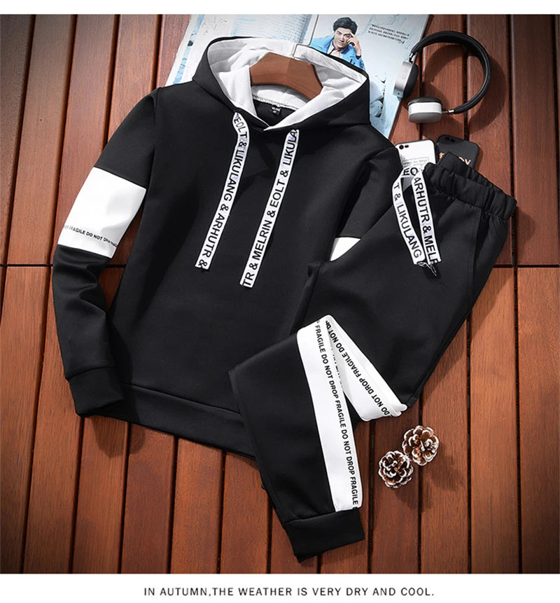 Autumn Hoodie Sets Men Tracksuit Casual Hoodies Sweatshirt+Sweatpants 2 Piece Set Male Pullover Hoody Fashion Streetwear Clothes Street King Limited