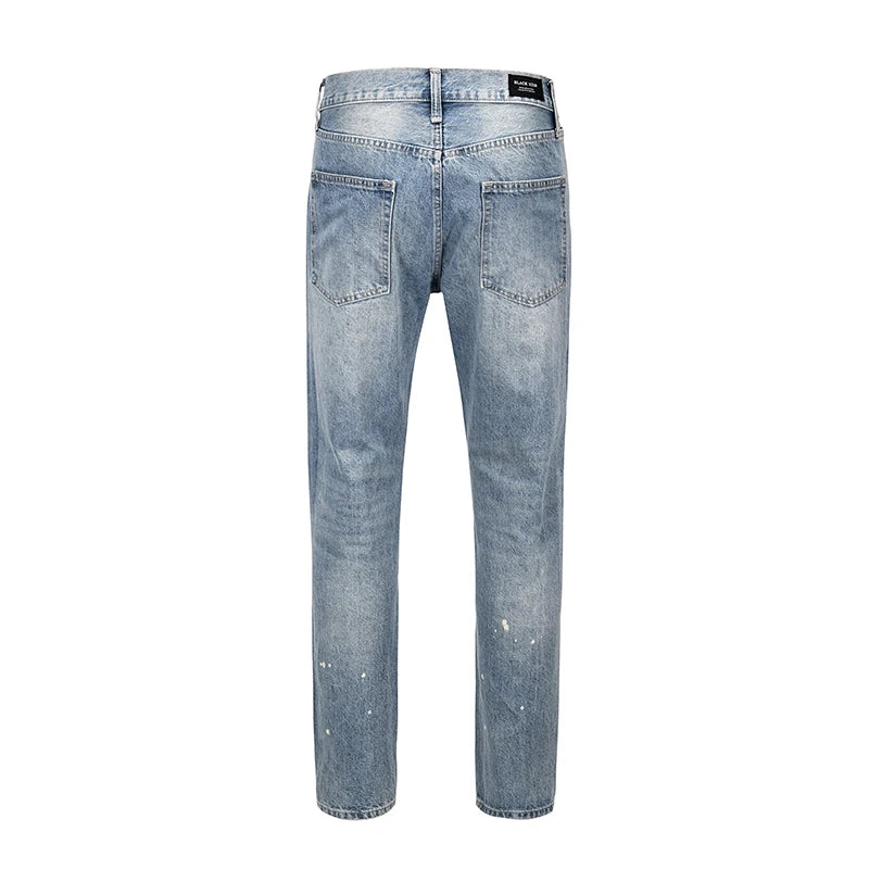 Heavy Industry Electric Embroidery Burning Washed Jeans Mens and Womens Patchwork Streetwear Harajuku Oversize Denim Trousers Street King Limited