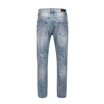 Heavy Industry Electric Embroidery Burning Washed Jeans Mens and Womens Patchwork Streetwear Harajuku Oversize Denim Trousers Street King Limited