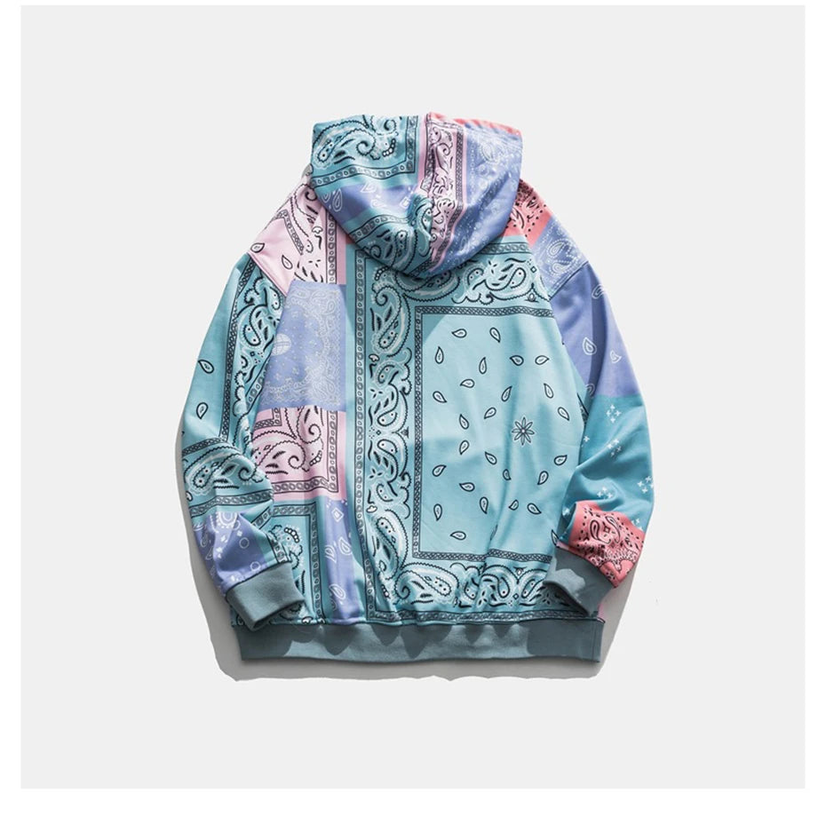 Bandana Patchwork Hoodies Sweatshirts Streetwear 2020 Autumn Mens Hip Hop Casual Hooded Pullover Hoodie Harajuku Tops WY086 Street King Limited