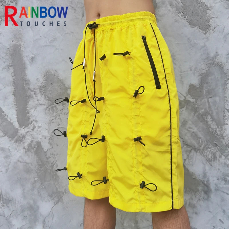 rainbowtouches brand mens male new celebrity slapstring high street shorts athletic comfortable outdoor sports elastic half pant techwear shorts