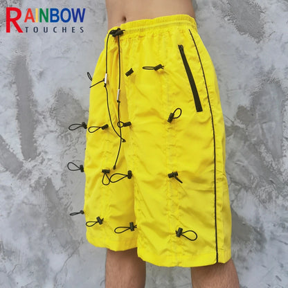 rainbowtouches brand mens male new celebrity slapstring high street shorts athletic comfortable outdoor sports elastic half pant techwear shorts