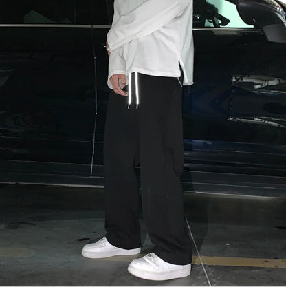 Summer Casual Pants Men Fashion Gray Black White Wide-leg Pants Men Streetwear Loose Straight Sweatpants Mens Joggers Trousers Street King Limited