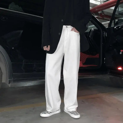 Wide Leg Jeans Men Fashion Casual White Jeans Men Streetwear Korean Loose Hip-hop Straight Jeans Mens Denim Trousers M-3XL Street King Limited