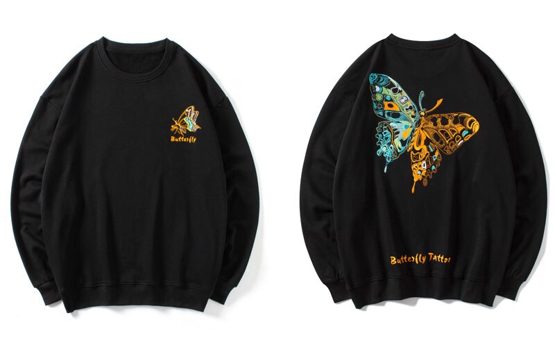 "Golden Butterfly" Unisex Men Women Streetwear Graphic Sweatshirt Daulet Apparel