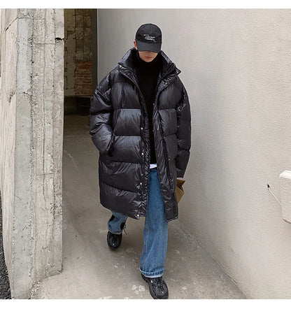 Winter Oversized Down Jacket Men Warm Fashion Casual Long Coat Men Streetwear Korean Loose Thick Jacket Mens Parker Overcoat Street King Limited