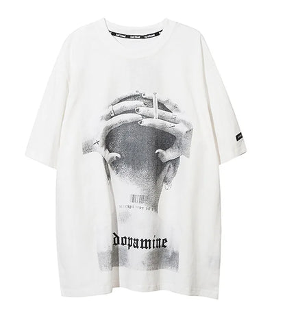Aolamegs Men's Tee Shirts High Street Cool Boy Printed Oversized T Shirt Men Summer Casual All-match Vintage Advanced Streetwear Street King Limited