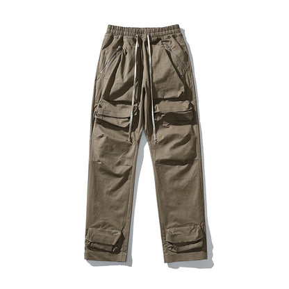 High Street Multi-pocket Drawstring Overalls Mens Straight Vibe Style Oversize Casual Cargo Pants Hip Hop Loose Baggy Trousers Street King Limited
