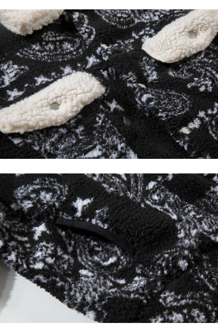 mens paisley fleece jackets coats fashion hairy single button loose bomber outerwears casual warm parkas thick streetwear jacket unique default style 5317