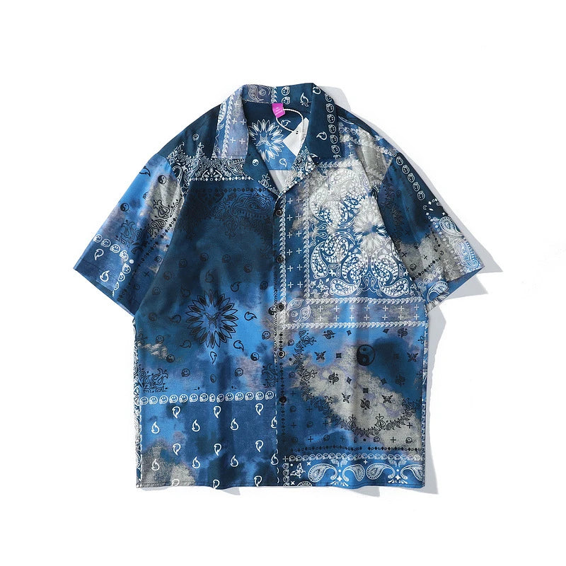 Rainbowtouches Men Retro Spider Web Printing Shirts Hip Hop Street Wear Comfortable Polyester Fashion Unisex Fancy Goods Prints Street King Limited