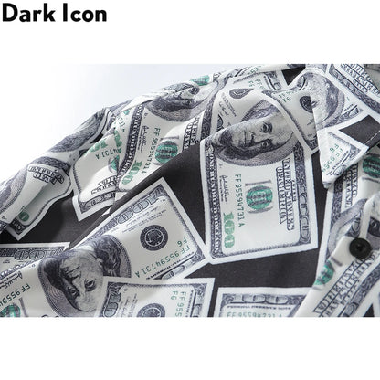 Dark Icon US Dollar Full Printed Shirts Men Turn-down Collar Casual Men's Shirt Logn Sleeve Man Clothing Street King Limited