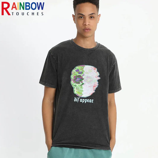 Rainbowtouches 2021 New Half-Sleeve T-Shirt Unisex High Street Skull Printing Loose Casual T-shirts Punk Hip Hop Fashion T-shirt Street King Limited