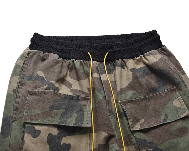 Camouflage Cargo Pants Bieber Hip Hop Vintage Multi-pocket Bottom Button Men's Cargo Trousers Streetwear Mens Military Pants Street King Limited