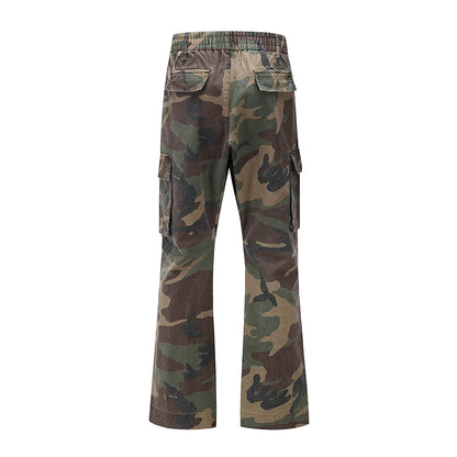 2023 camouflage micro flare pants fashionable streetwear camo cargo pants for male slim fit trousers women baggy casual clothes unique cargo style 2647