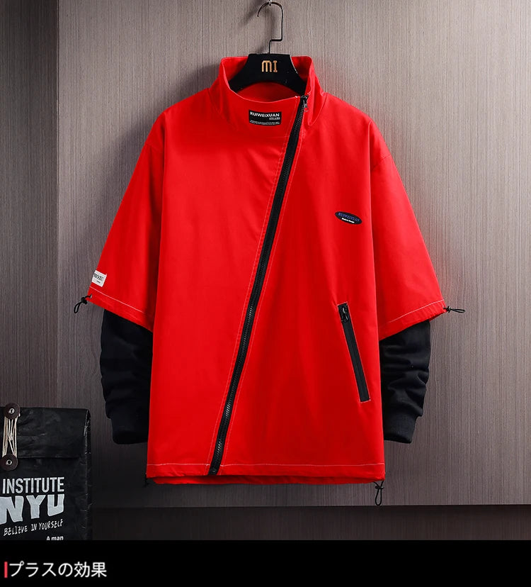 mens hoodies men 2024 spring patchwork sweatshirt japanese streetwear harajuku hip hop oversized black red hoodie men unique default style 5769