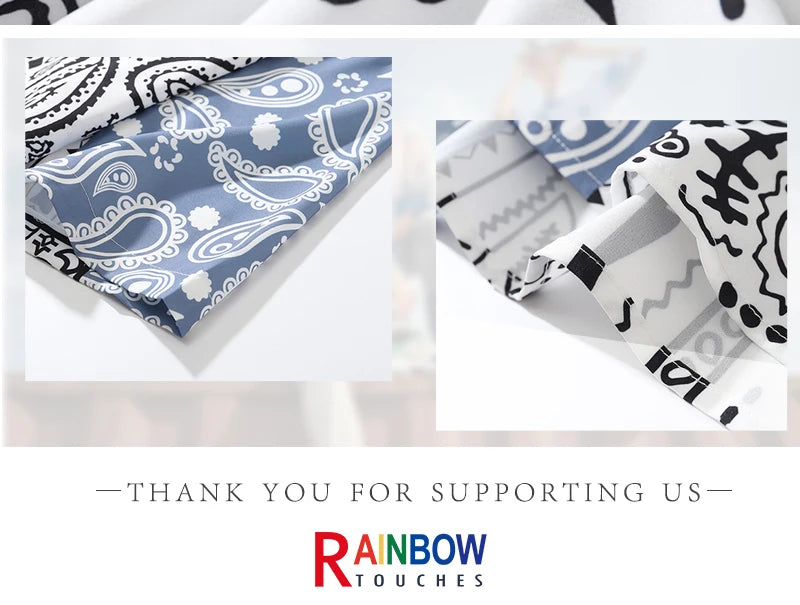 Rainbowtouches Men Shirt Summer Hip Hop Butterfly Pattern Tops Loose Popular Comfortable Cyber CelebrityFancy Good Short Couples Street King Limited