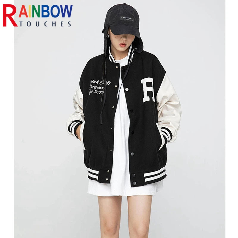 rainbowtouches 2021 jacket unisex street jackets letter embroidered baseball uniform men hip hop mens superior quality coat clean everyday pants