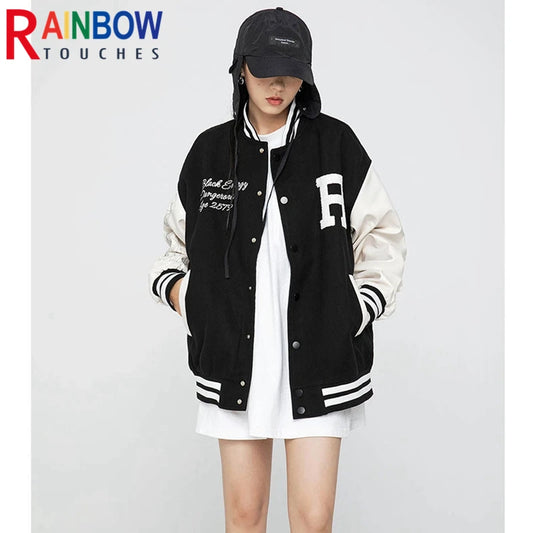 rainbowtouches 2021 jacket unisex street jackets letter embroidered baseball uniform men hip hop mens superior quality coat clean everyday pants