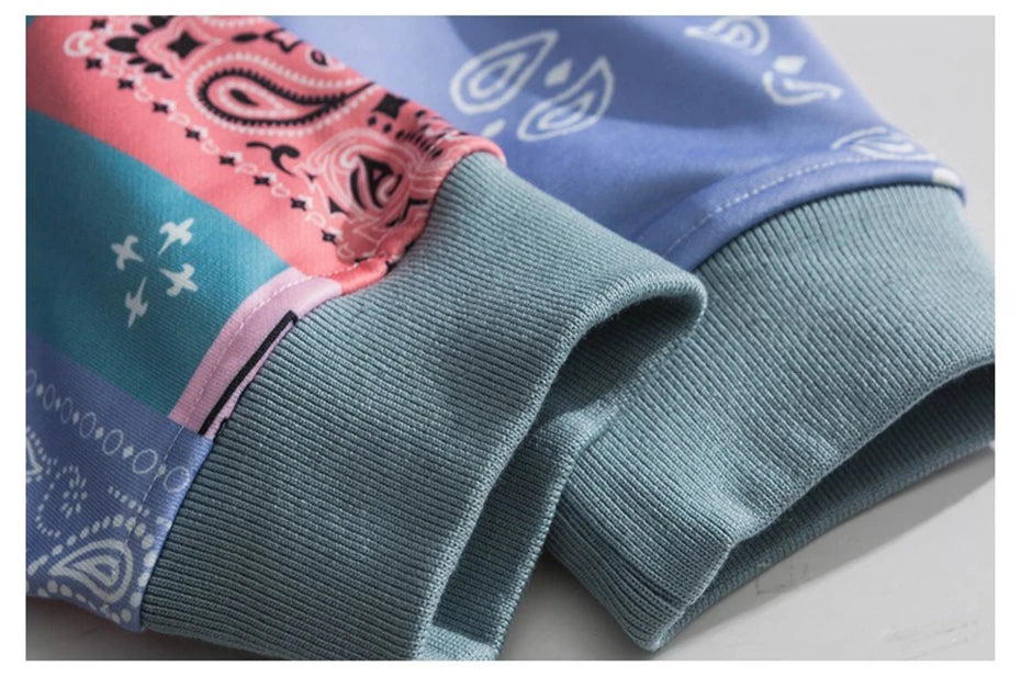 Bandana Patchwork Hoodies Sweatshirts Streetwear 2020 Autumn Mens Hip Hop Casual Hooded Pullover Hoodie Harajuku Tops WY086 Street King Limited