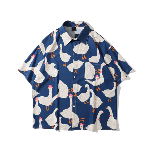 "Duckie" Unisex Men Women Streetwear Graphic Button Up Daulet Apparel