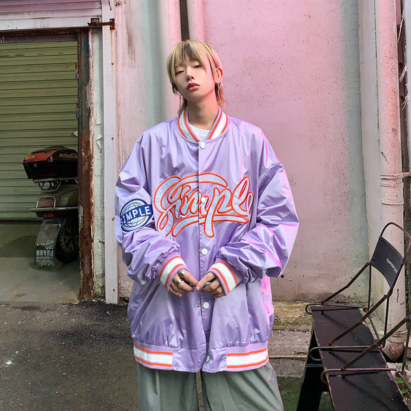 Cool Loose Pink Jacket Fashion Hip Hop Harajuku Baseball Hoodies Mens Funny Outwear Clothes High Street Tops Streetwear Hoodie Daulet Apparel